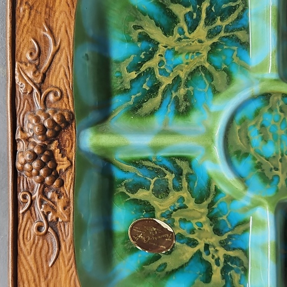 MCM Bluish Green Turquoise Divided Serving Platter...